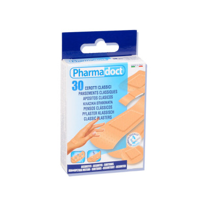 PHARMADOCT CLASSIC PLASTERS 5 assorted sizes - carton of 12 boxes of 30 Minimum order: 12 box