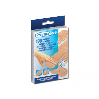 PHARMADOCT CLASSIC PLASTERS 6 assorted sizes - carton of 12 boxes of 100
