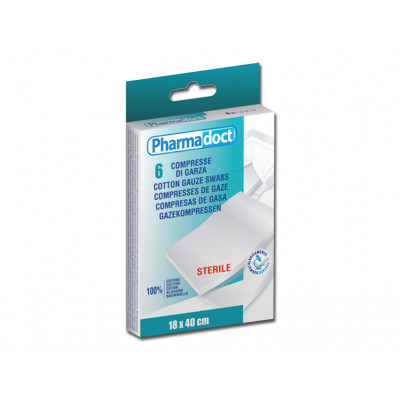 PHARMADOCT COTTON GAUZE SWABS 18 x 40 cm carton of 12 boxes of 6