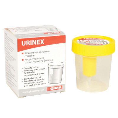 URINE CONTAINER PLUS 120 ml with sampling point - Box of 100 pcs