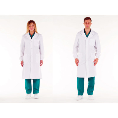 DOCTOR'S WHITE COAT 100% COTTON unisex with press stud