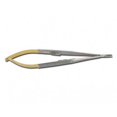 GOLD CASTROVIEJO NEEDLE HOLDER straight - rough tip