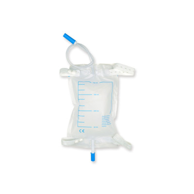 URINE LEG BAG 750 cc - tube 10 cm with 1 set button straps - Box of 30 Pcs