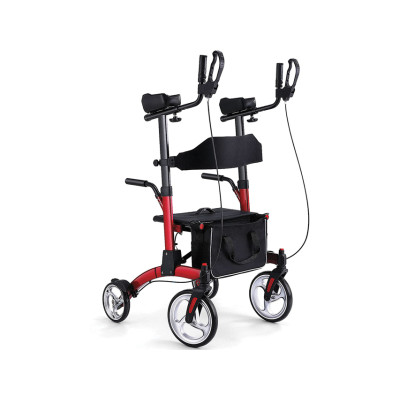 FULLY ADJUSTABLE STANDUP ROLLATOR - aluminium - red