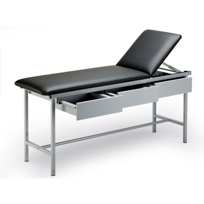 GREY PAINTED EXAMINATION COUCH WITH 3 DRAWERS