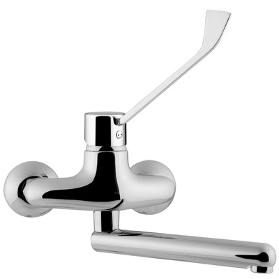 kraan met elleboog bediening voor aan de muur :: Medicsteel.nl